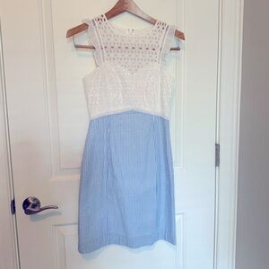 Lilly Pulitzer size 00 white and blue seersucker